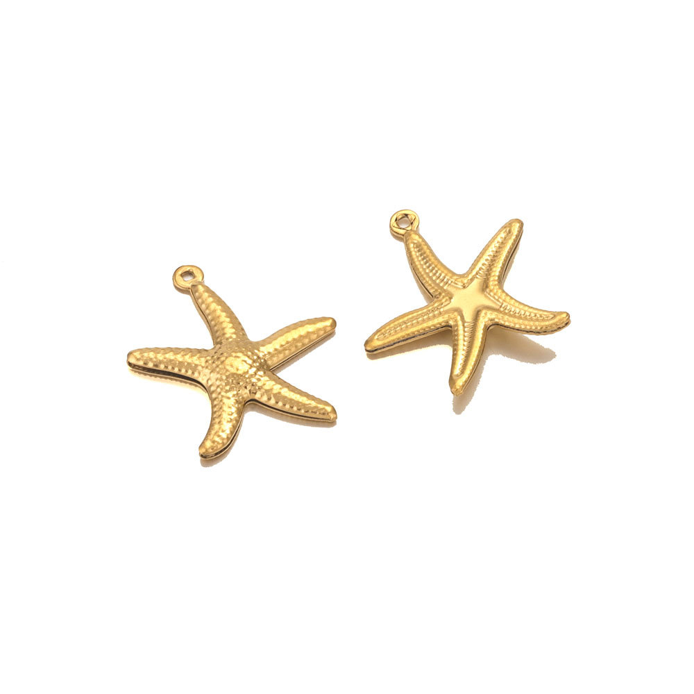 Gold color / 1 Piece Casual Style Starfish Shape Stainless Steel  Gold Color Women's Pendant 